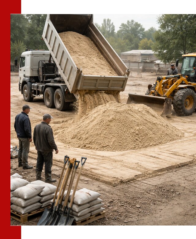 Доставка мытого песка в Егорьевске с самосвалами по выгодной цене