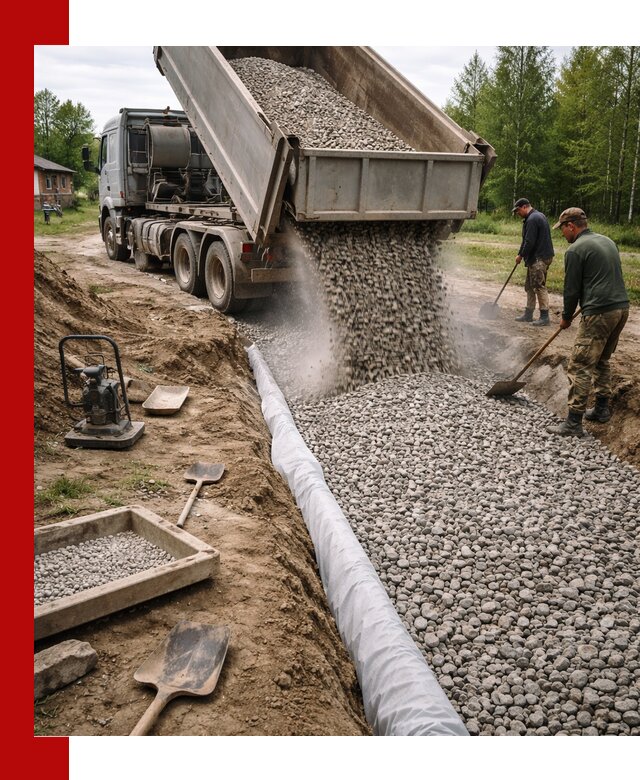 Гравий для дренажа с доставкой в Егорьевске качественный и недорогой