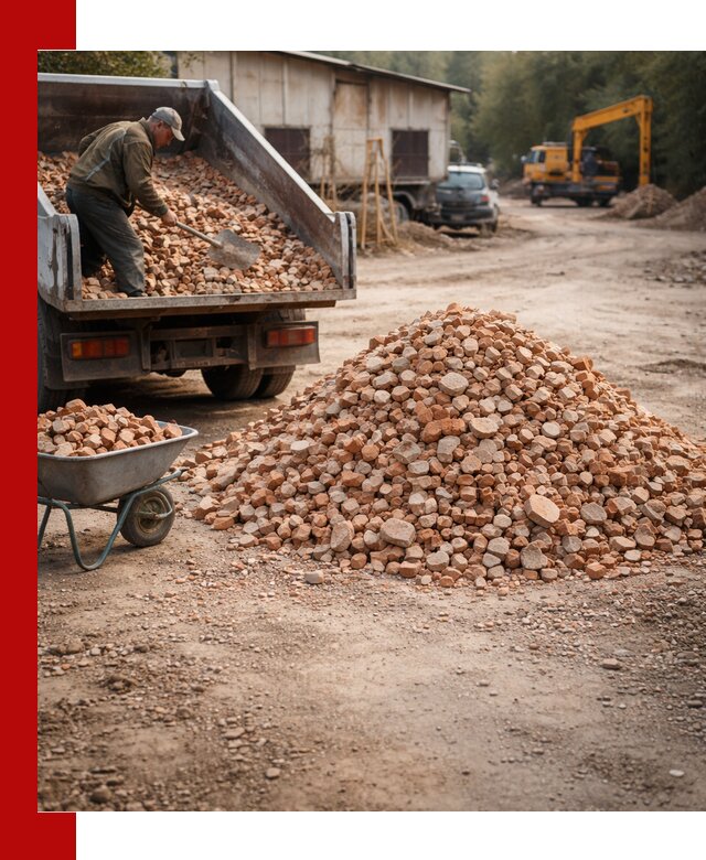 Доставка и подушка из боя кирпича с разгрузкой в Егорьевске