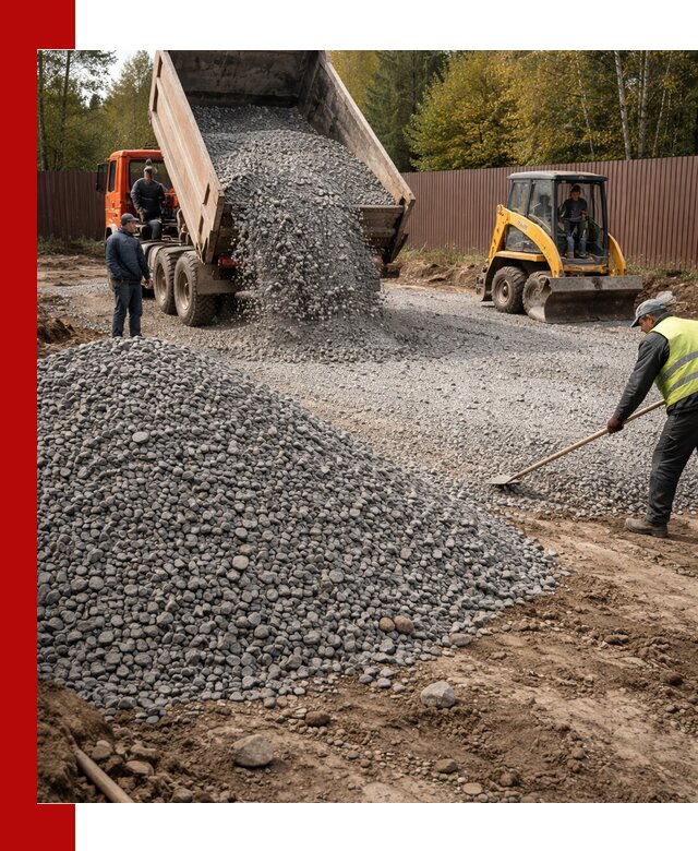 Отсыпка участка щебнем с доставкой и уплотнением в Егорьевске